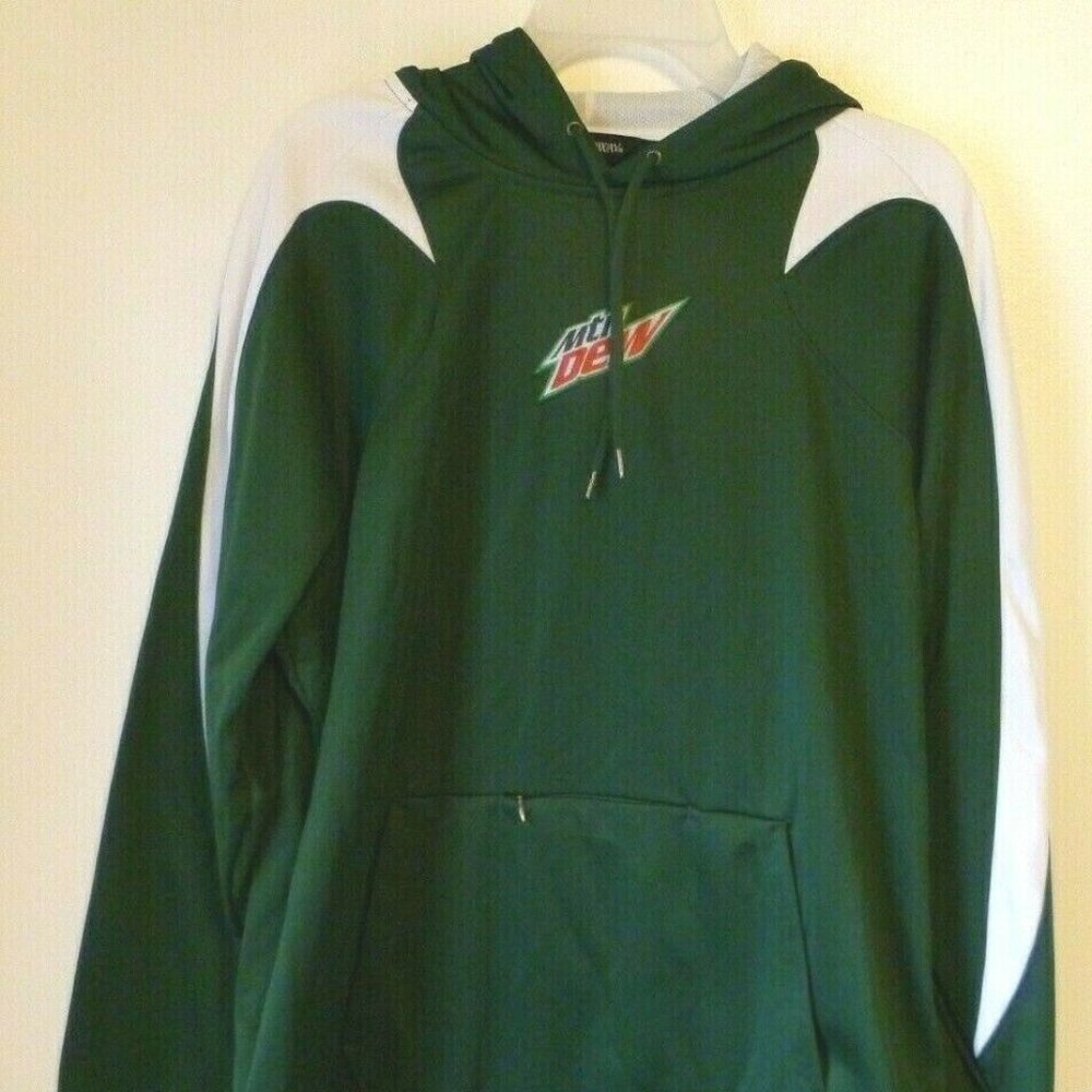 Mountain Dew Hoodie,Size L,Green,White,Long Sleeve